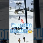 Woman Falls Of Super High Ski Lift