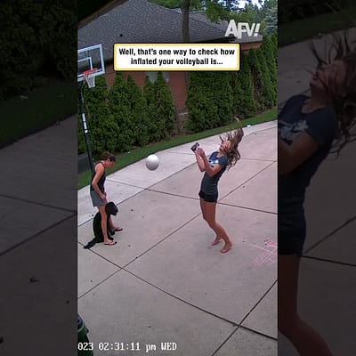 Well, that’s one way to check how inflated your volleyball is…