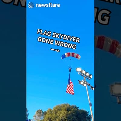 Skydiver’s Flag CAUGHT On Tree