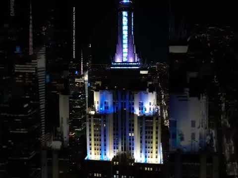 Empire State Building sparkles in Yankees pinstripes for Aaron Judge | USA TODAY #Shorts