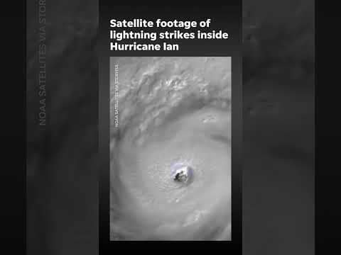 Satellite footage of lightning strikes inside Hurricane Ian | USA TODAY #Shorts