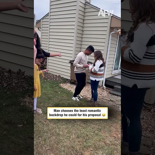 Man chooses the least romantic backdrop he could for his proposal 😂