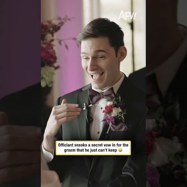 Officiant sneaks a secret vow in for the groom that he just can’t keep 🤣