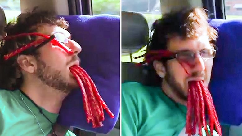 Guy’s Mouth Stuffed With Candy | Outrageous Over Sleepers