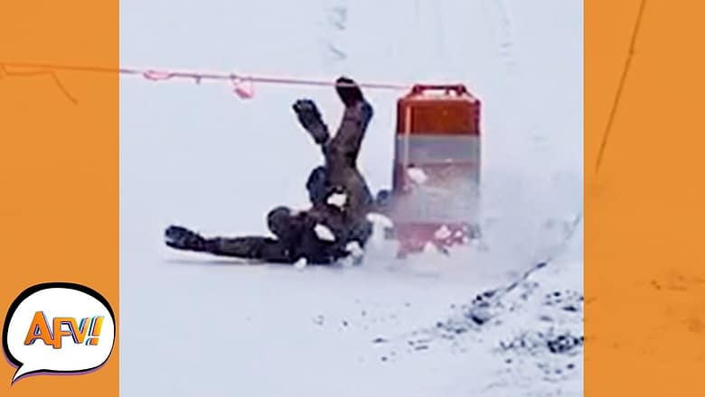 The FAIL Got Him a Winter WIPEOUT! ? | Best Funny Fails | AFV 2022