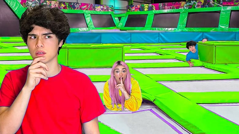 $50,000 EXTREME HIDE & SEEK IN TRAMPOLINE PARK!!