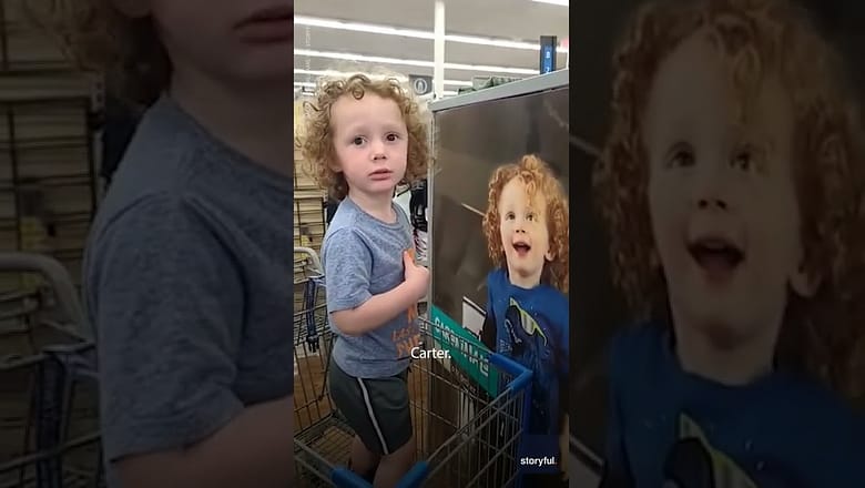 Toddler mistakes doppelgänger for himself at Walmart | USA TODAY #Shorts