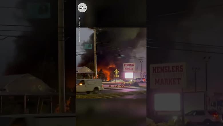 Two dead after small plane crashes at car dealership | USA TODAY #Shorts