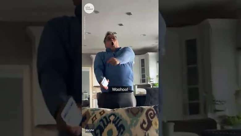 Dad celebrates after being chosen for Taylor Swift ticket presale | USA TODAY #Shorts