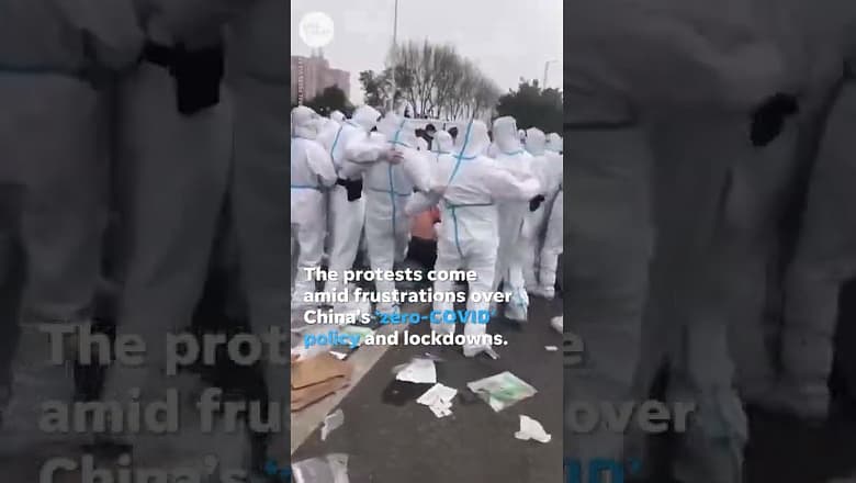 Foxconn workers in China clash with police over ‘zero-COVID’ policy | USA TODAY #Shorts