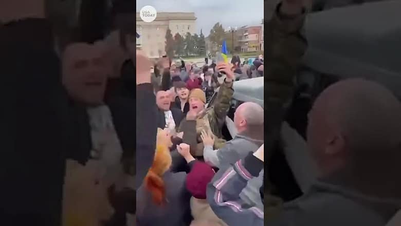 Ukraine celebrates as Russia withdraws military forces from Kherson | USA TODAY #Shorts