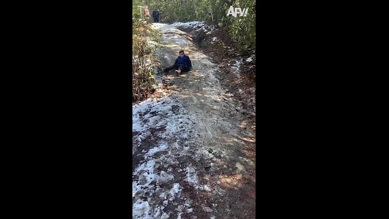 It knocked his socks SHOES off! ?? #fail #winter #sled #funny #afv #shorts #afvfam