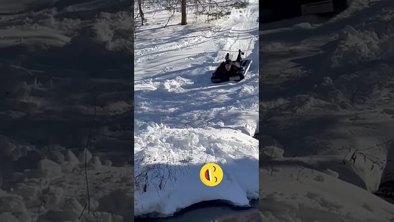 Bed Sled FAIL!! ? #sledding #winter #funny #snow