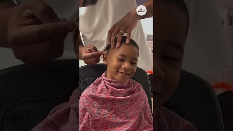 Creative dad uses a spoon to give his son a haircut | USA TODAY #Shorts