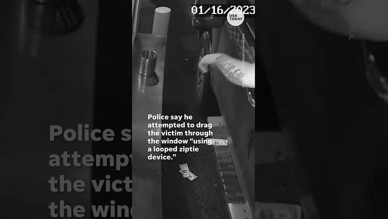 Frightening moment man attempts to abduct barista at drive-thru window | USA TODAY #Shorts