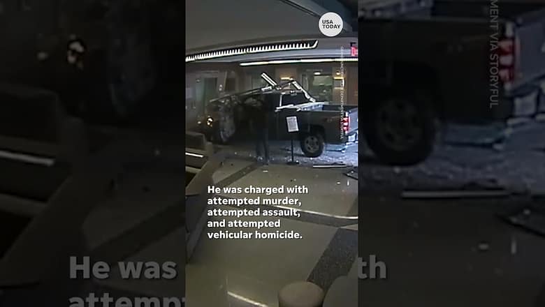 Man arrested after purposely driving truck into police station | USA TODAY #Shorts