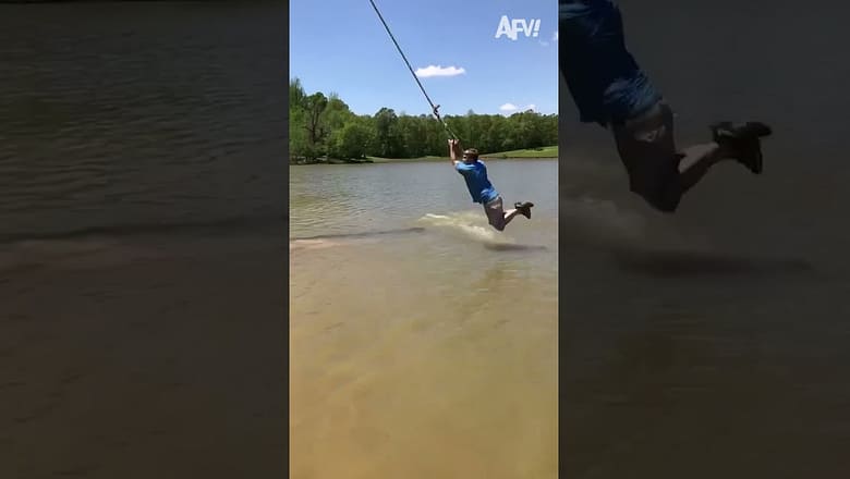 Rope Swings Never Fail to Disappoint!! ??#funny #afv #fall #fail