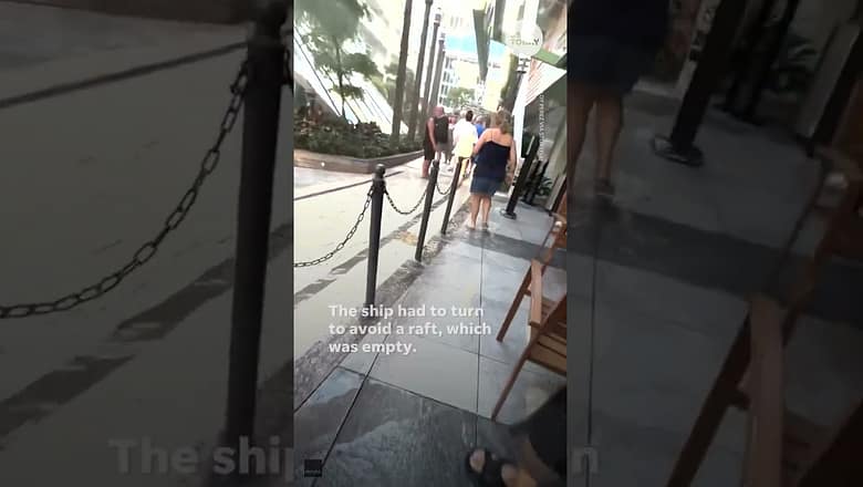Royal Caribbean cruise ship pool overflows after scary maneuver at sea | USA TODAY #Shorts