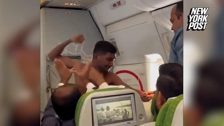 Shirtless man punches plane passenger during brawl ‘over a seat’ | New York Post
