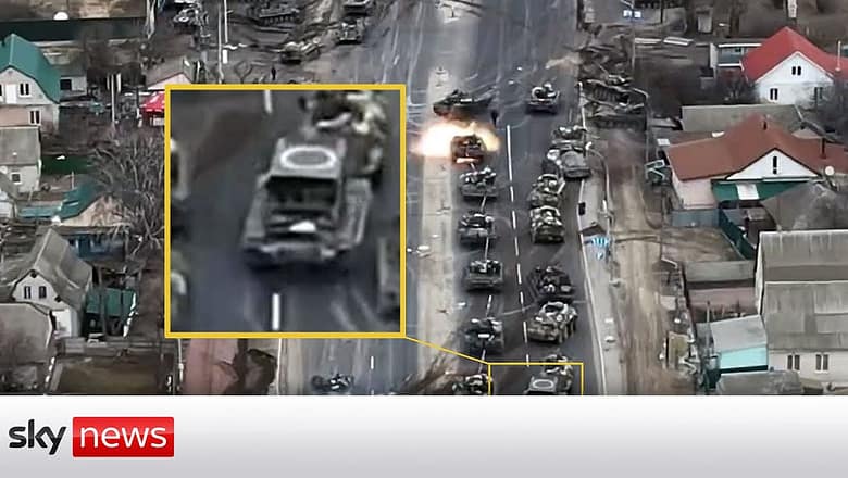 Ukraine War: Dramatic drone footage shows Russian convoy ‘ambush’