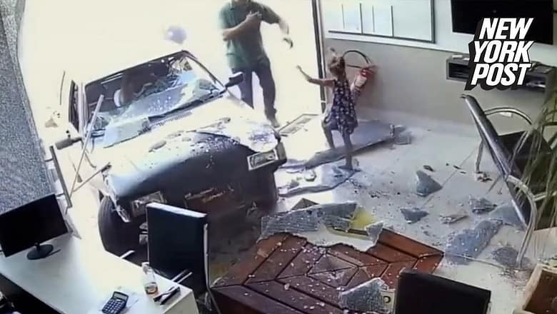 Girl, 5, survives after drunk driver rams her through window of driving school | New York Post