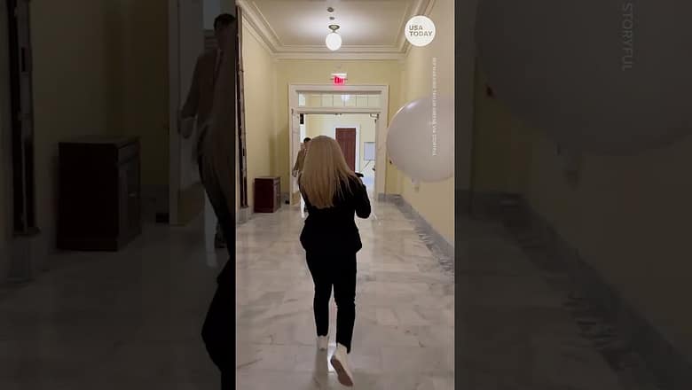 Marjorie Taylor Greene carries white balloon ahead of State of the Union speech | USA TODAY #Shorts