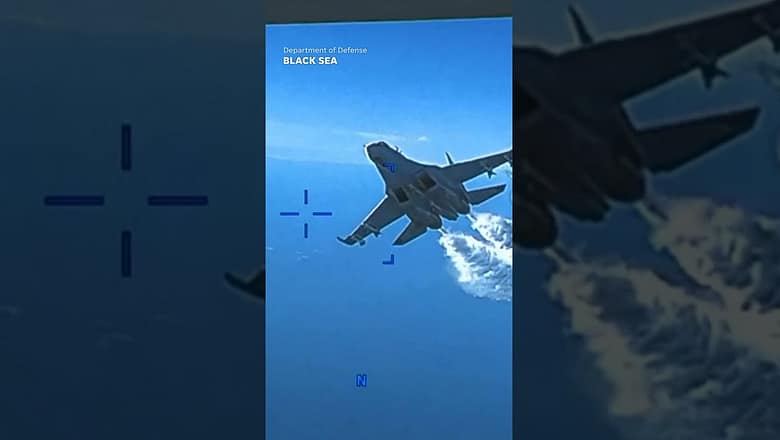 Pentagon releases video of Russian aircraft colliding with US drone over Black Sea #Shorts