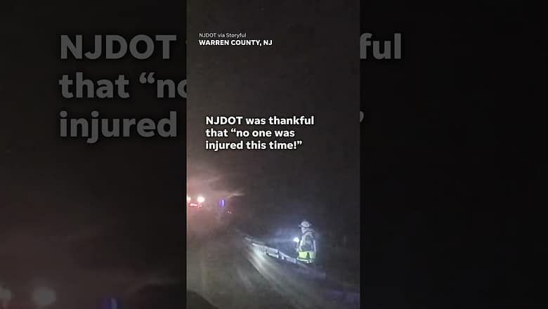 Semi-truck crashes into police vehicles on New Jersey highway #Shorts