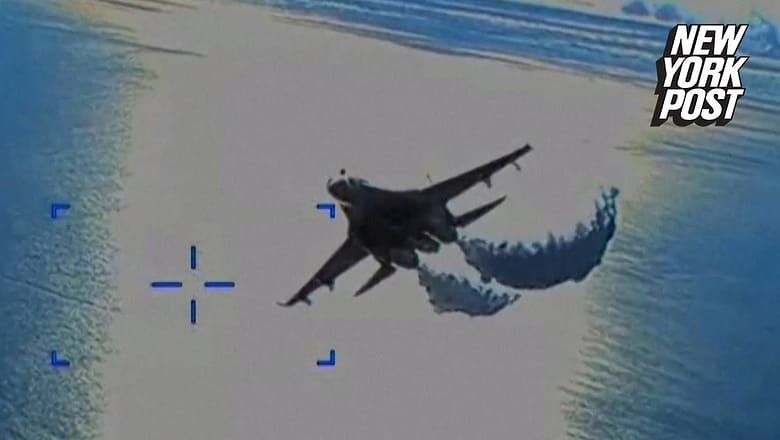 US releases video of Russian jet colliding with drone | New York Post