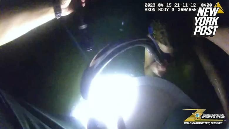Bodycam shows Florida dad, daughter tread water after Jet Ski sinks in lake | New York Post