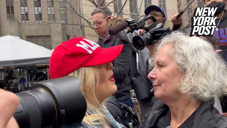 Protesters clash near Manhattan courthouse ahead of Trump arraignment | New York Post