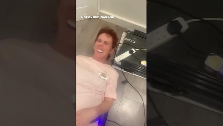 Woman’s dentures hilariously fall out while using exercise machine #Shorts