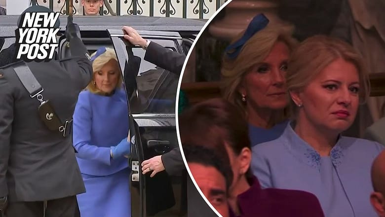 Jill Biden arrives at King Charles’ coronation — as President rebuffed questions about absence