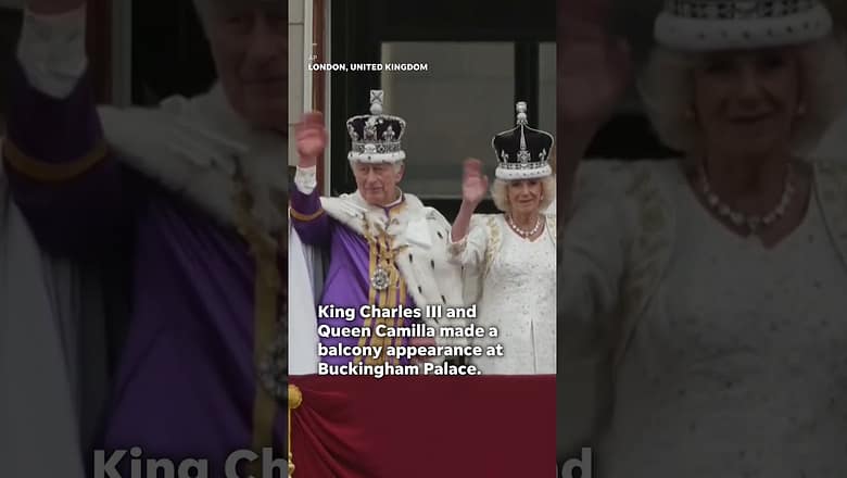 King Charles III and Queen Camilla make balcony appearance after coronation #Shorts