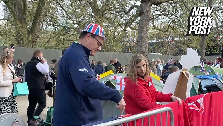 People set up tents around parade area in London to watch King Charles’ coronation | New York Post
