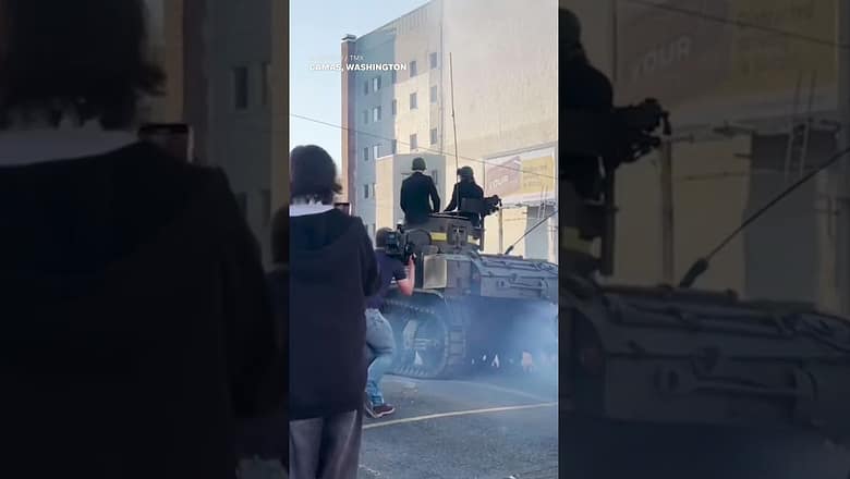 Teenagers drive to prom in World War II-era Army tank #Shorts