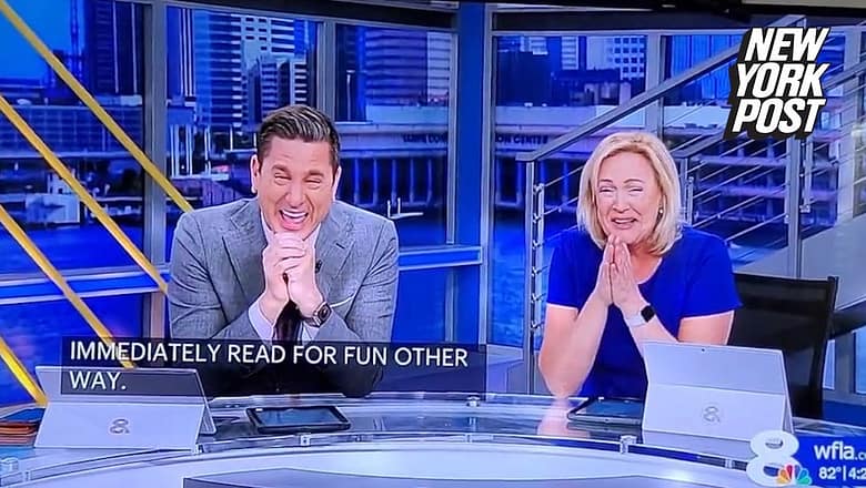 TV news anchors laugh hysterically at school principal startled by dumpster-diving bear | NY Post