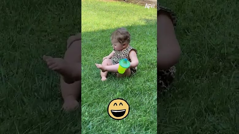 Baby’s cute interaction with the grass #shorts