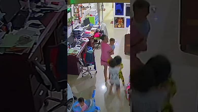 Mother’s quick reaction saves baby from collapsing roof #Shorts