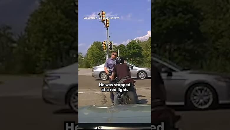 Motorcyclist drives state trooper into oncoming traffic #Shorts