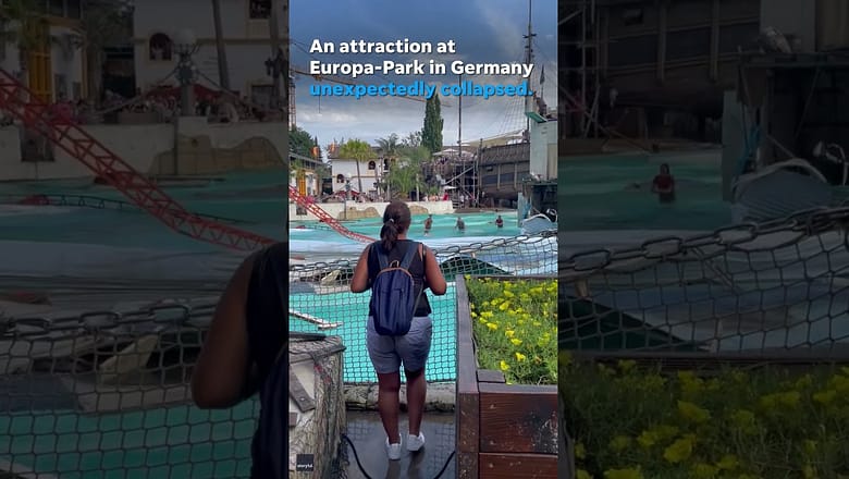 Aquatic pirate attraction at theme park collapses #Shorts