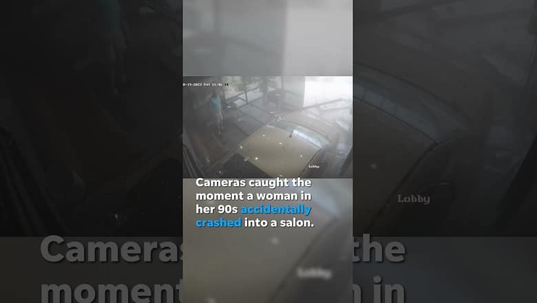 Cameras catch the moment a car flies through a salon window #Shorts