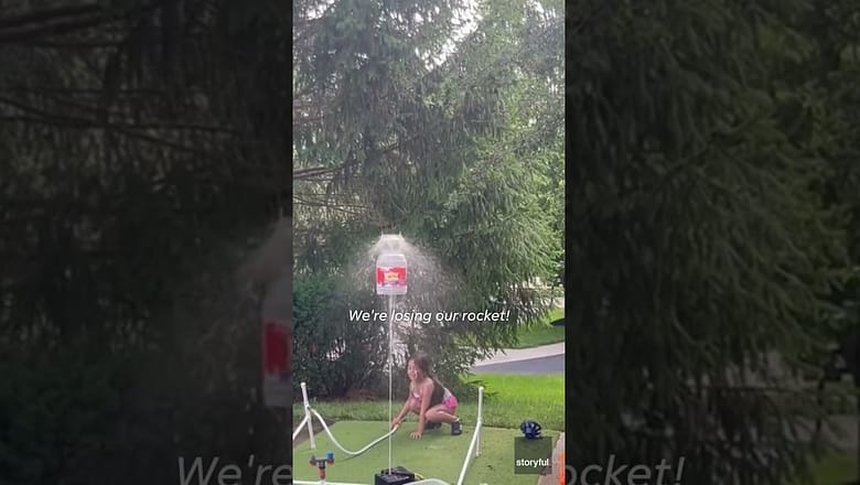 Four-year-old ecstatic as engineer dad helps create water rocket #Shorts