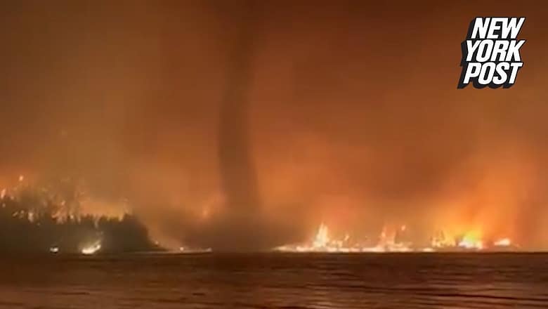 ‘Incredibly Rare’ Fire Whirl Forms Over Canadian Lake