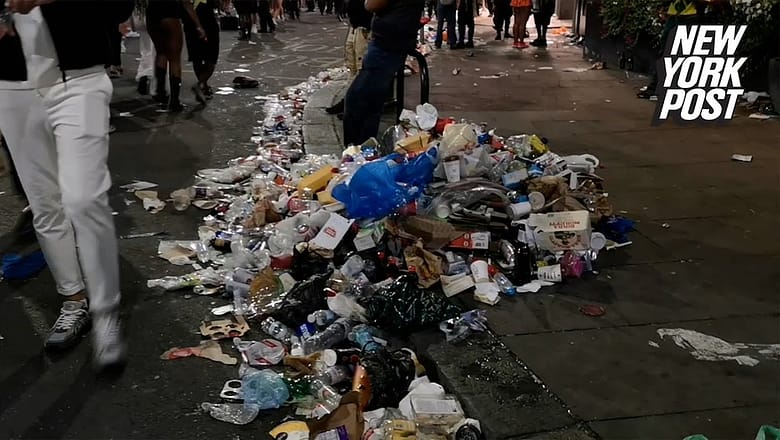 Notting Hill littered with huge piles of trash following violent carnival