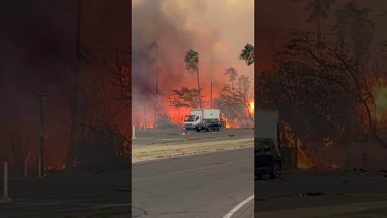 ‘Oh my goodness!’ Aerial footage shows Hawaii wildfire destruction. #Shorts