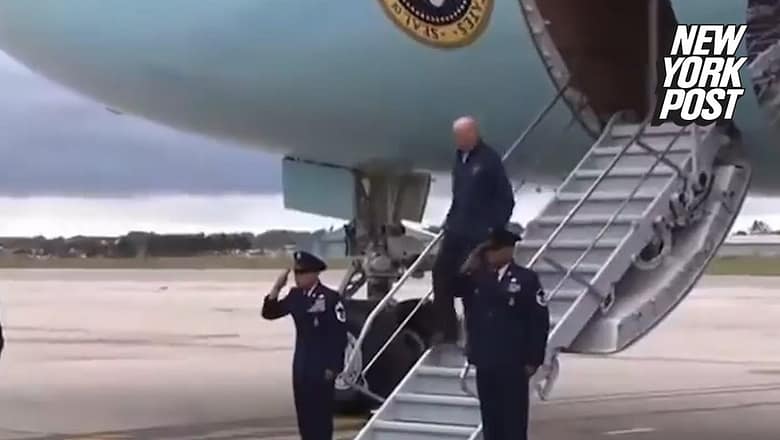 Joe Biden slips, nearly tumbles while exiting Air Force One