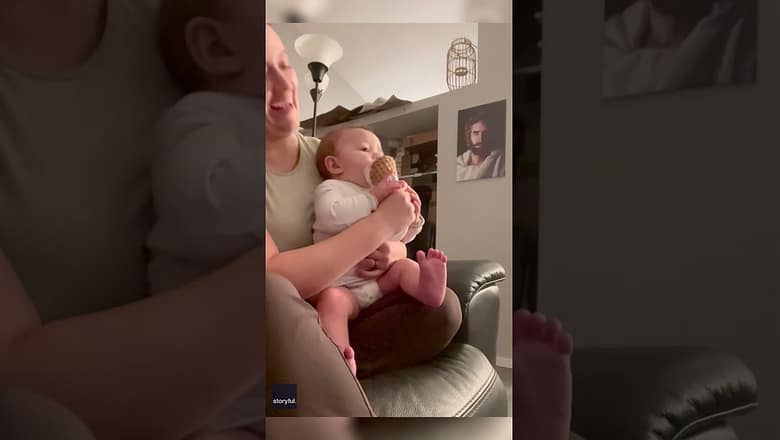 This baby’s first taste of ice cream is so cool! | Humankind #shorts #goodnews