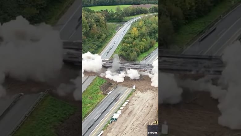 And it goes boom! Giant bridge demolished to make room for a new one. #Shorts