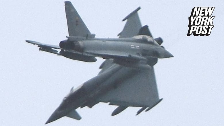 British fighter jets appear to narrowly miss each other during training exercise